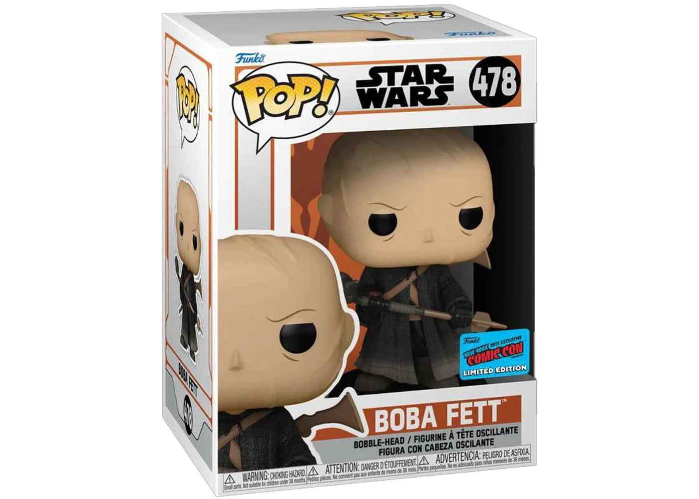 Funko POP! Star Wars The Mandalorian - Boba Fett (Unmasked) NYCC 2021 Exclusive (Official Sticker)
