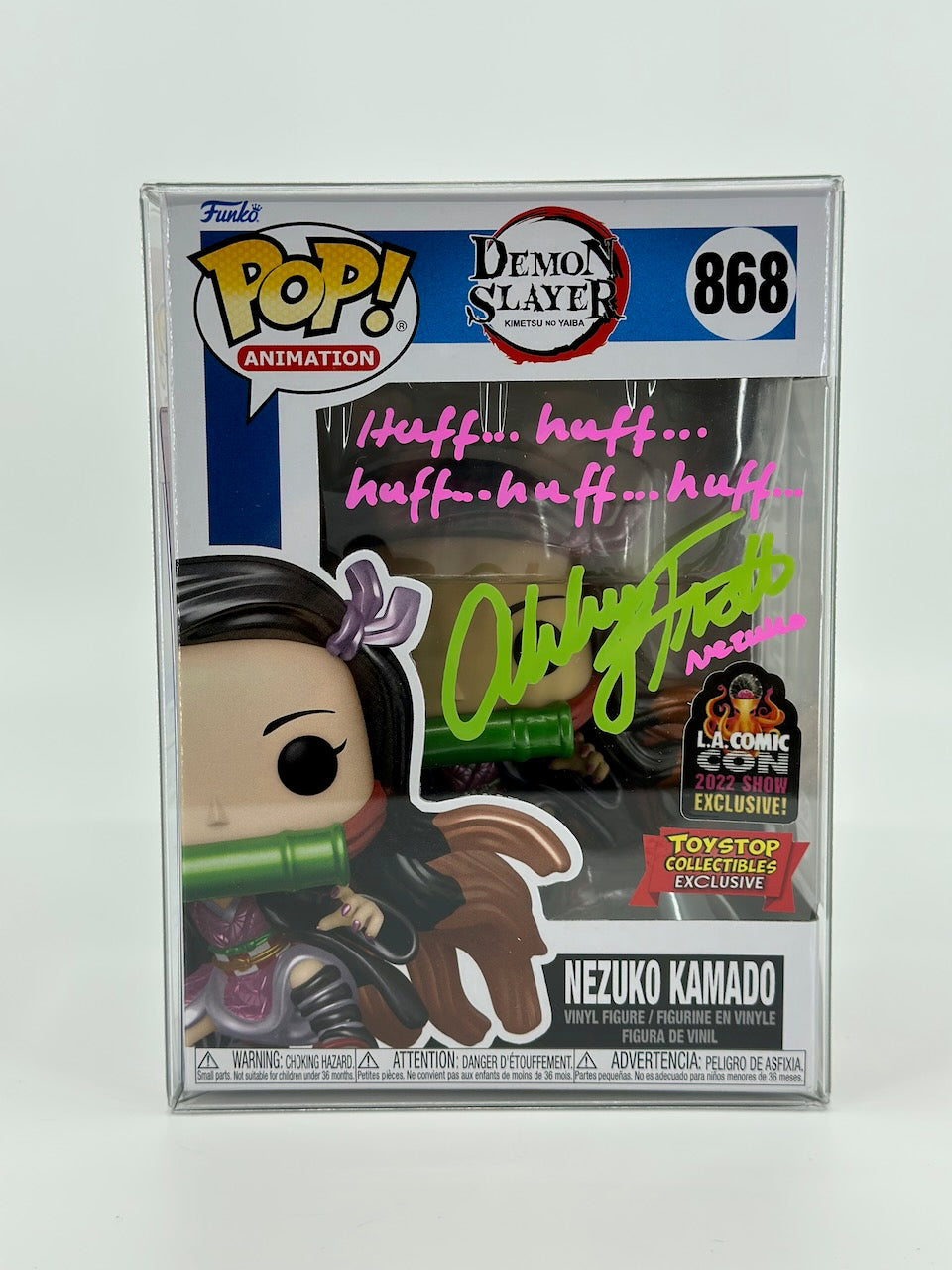 Funko POP! Demon Slayer Nezuko Kamado (Metallic) 2022 LACC Exclusive Abby Trott Signed & Quote with PSA COA