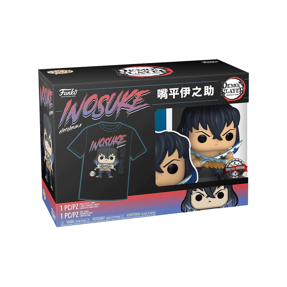 Funko POP & Tee! Demon Slayer: Kimetsu no Yaiba Inosuke Hashibira Unmasked Exclusive