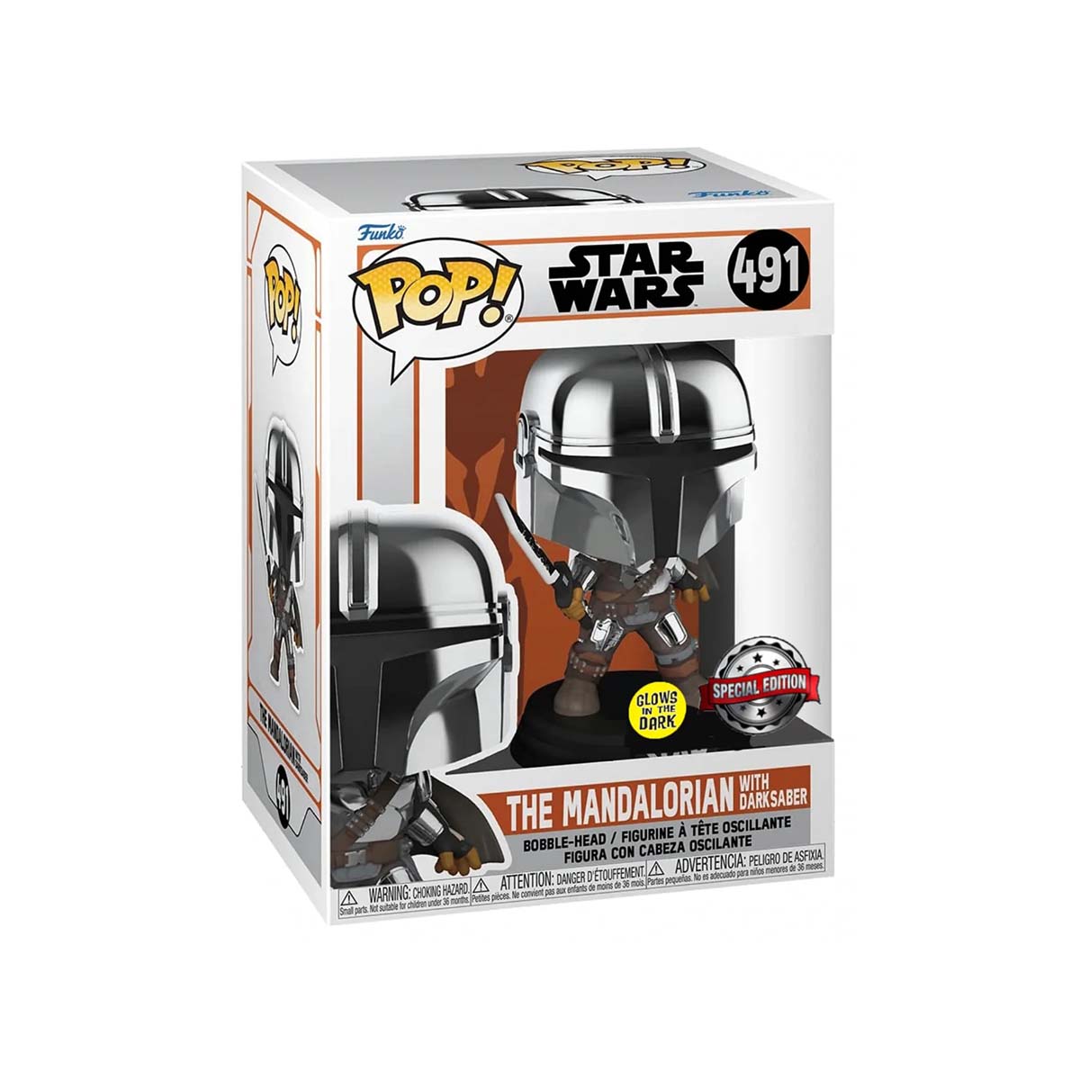 Funko POP! Star Wars The Mandalorian - Mandalorian with DarkSaber GITD Exclusive