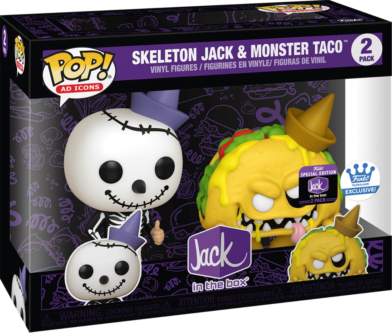 Funko POP! Ad Icons Jack in the Box - Skeleton Jack & Monster Taco 2-pack Funko Shop Exclusive